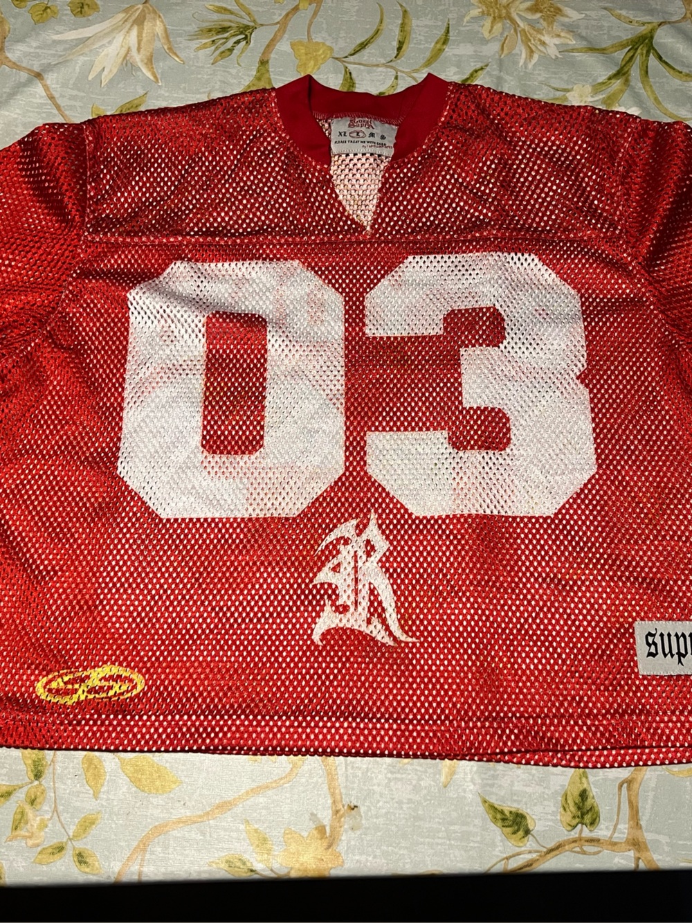Supra Red Mesh Jersey Top with White Number 03